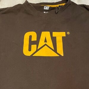 #289-(M)Men's Brown/Yellow CAT shorts sleeve shirt w/ hook